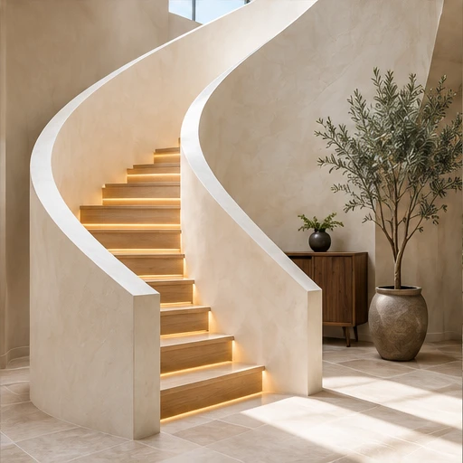 Illustrative Seamless curves plastering interior